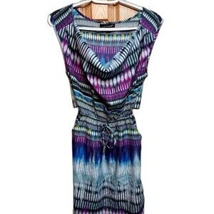 LA Fresh Women's Bohemian Boho Tribal Tie Dye Colorful Small S Sleeveless Dress